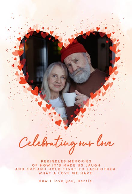 Red Heart frame - Happy Anniversary Card