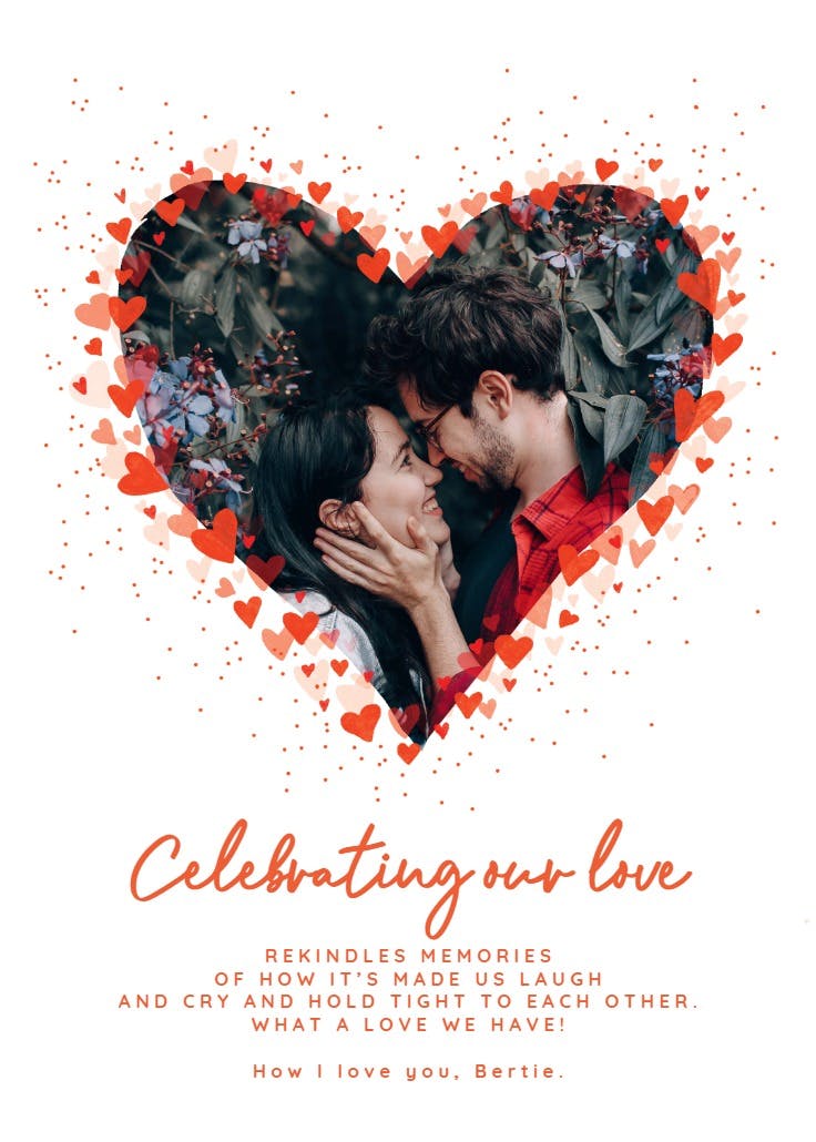 Red heart frame - happy anniversary card