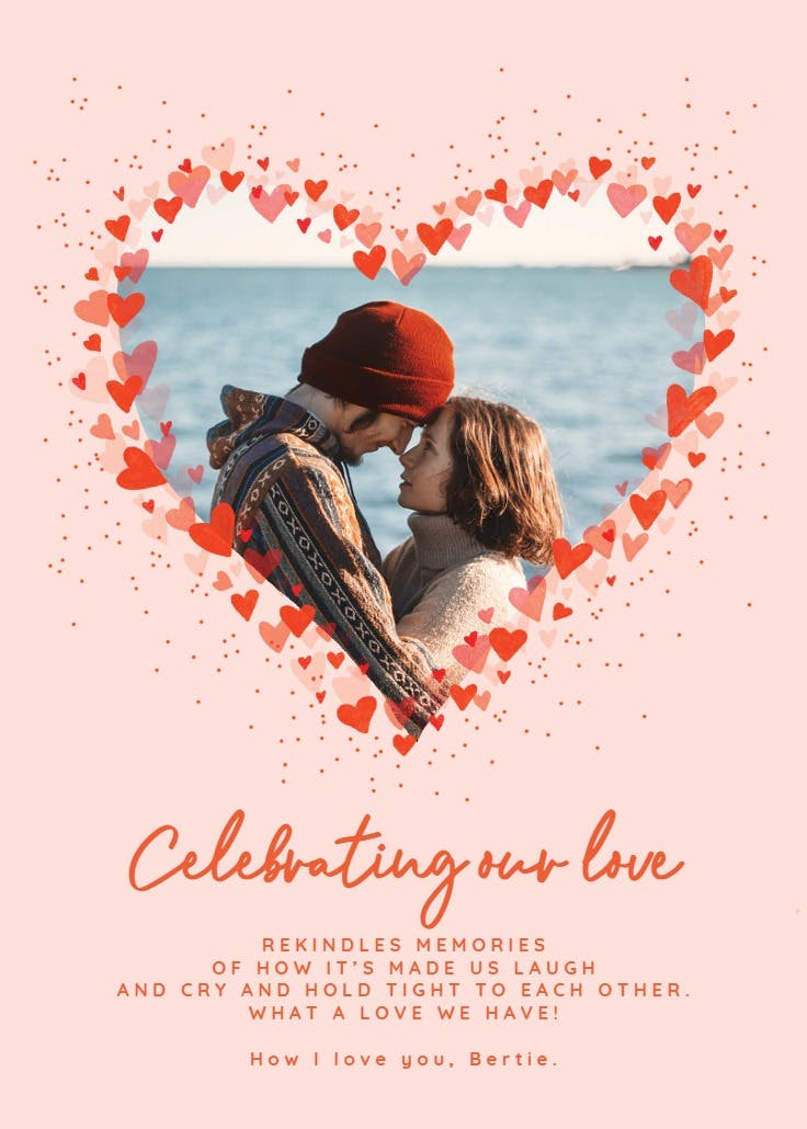Red heart frame - happy anniversary card