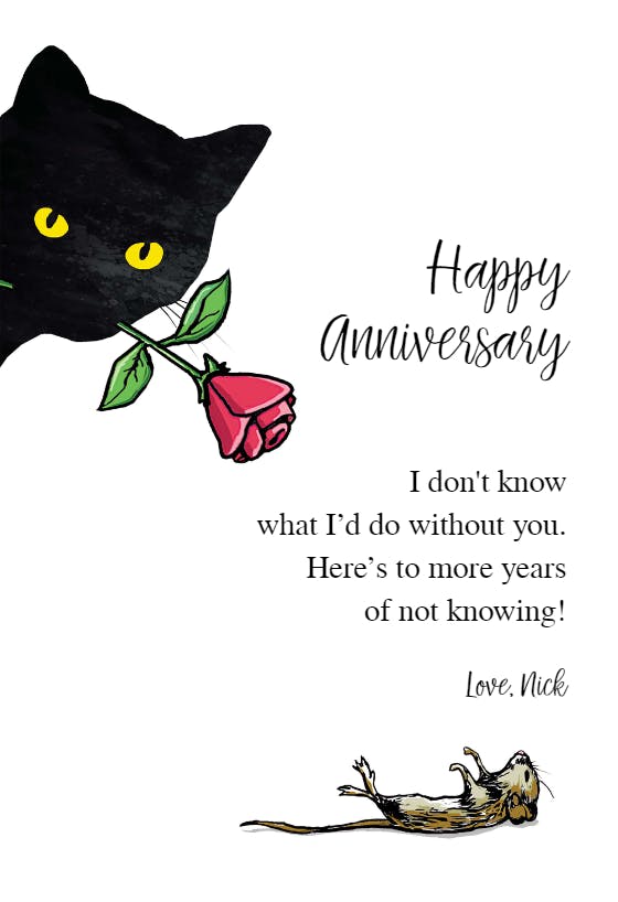 Romantic cat - happy anniversary card