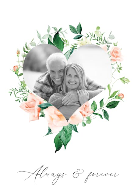 Roses framed heart - Happy Anniversary Card