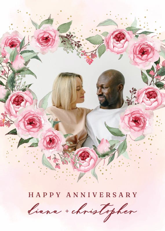 Roses heart - happy anniversary card