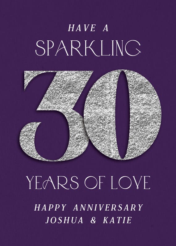 Shimmering 30th - tarjeta de aniversario