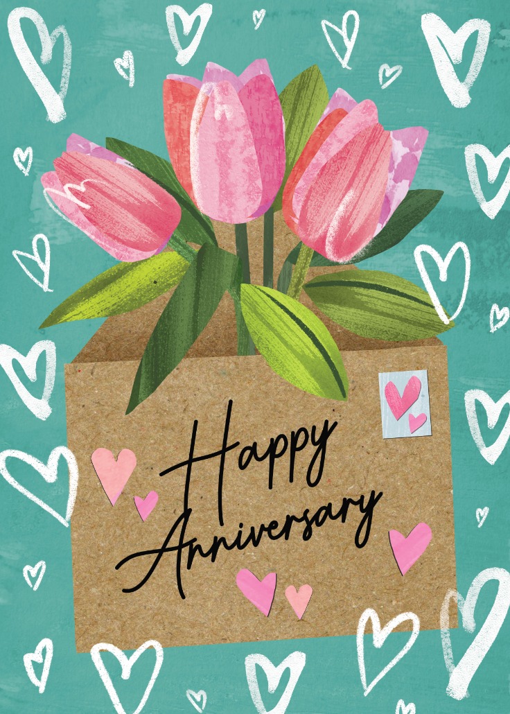 Tulips for my love Happy Anniversary Card Greetings Island