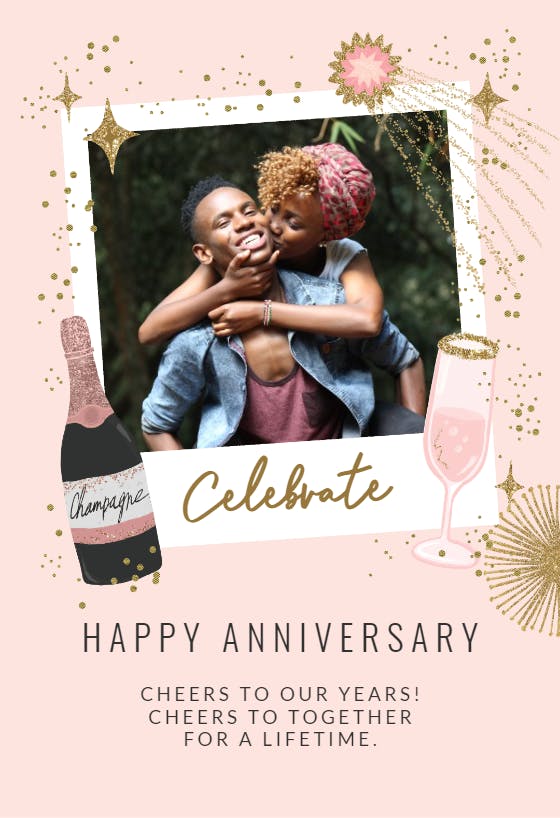 Wine & romance - happy anniversary card