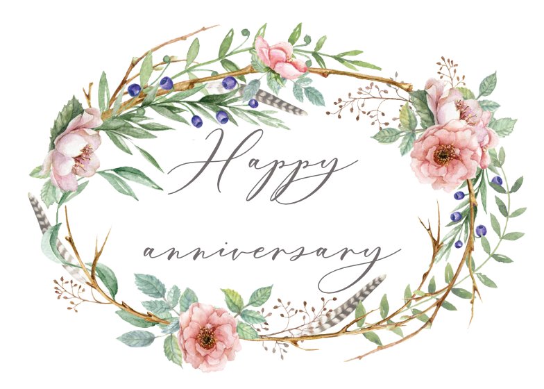 Woodland Flower Wreath - Happy Anniversary Card | Greetings Island