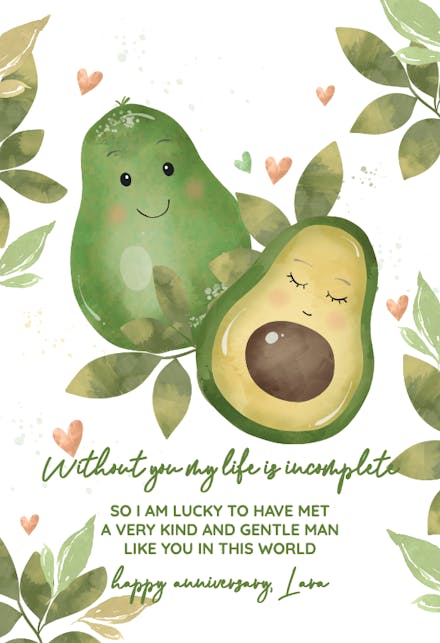 You and me - Happy Anniversary Card