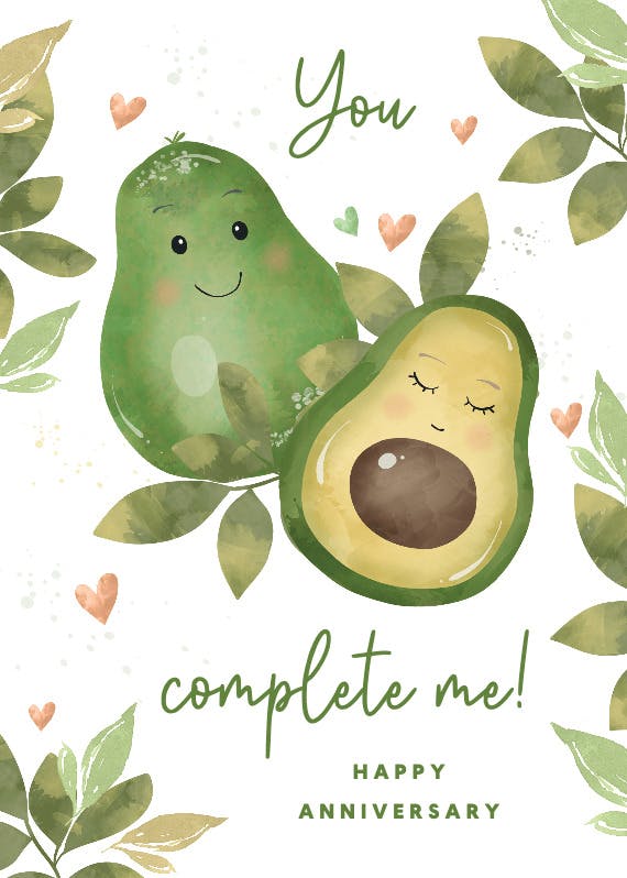 You complete me - happy anniversary card