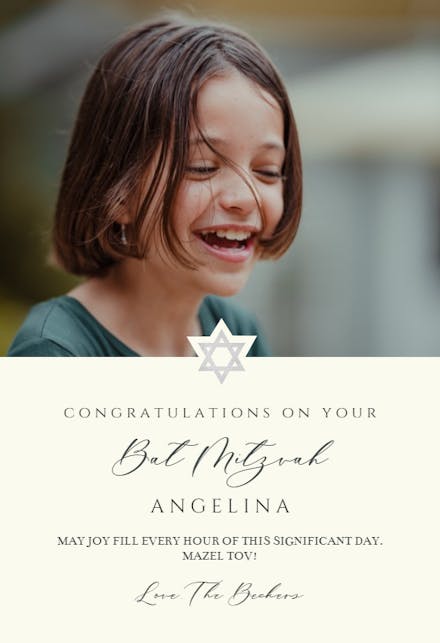 Honoree - Bar Mitzvah & Bat Mitzvah Card