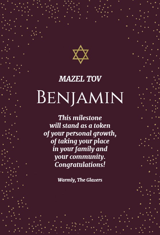 Marking a milestone -  tarjeta de bar mitzvah