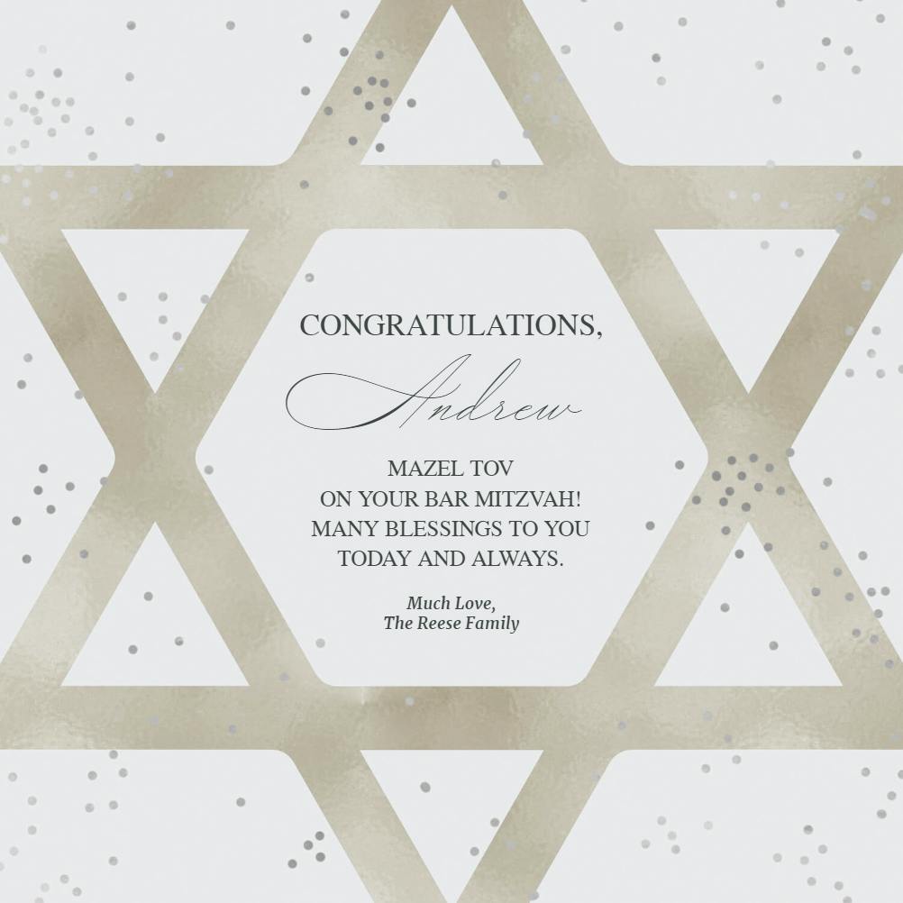 Sacred star - tarjeta de bar mitzvah