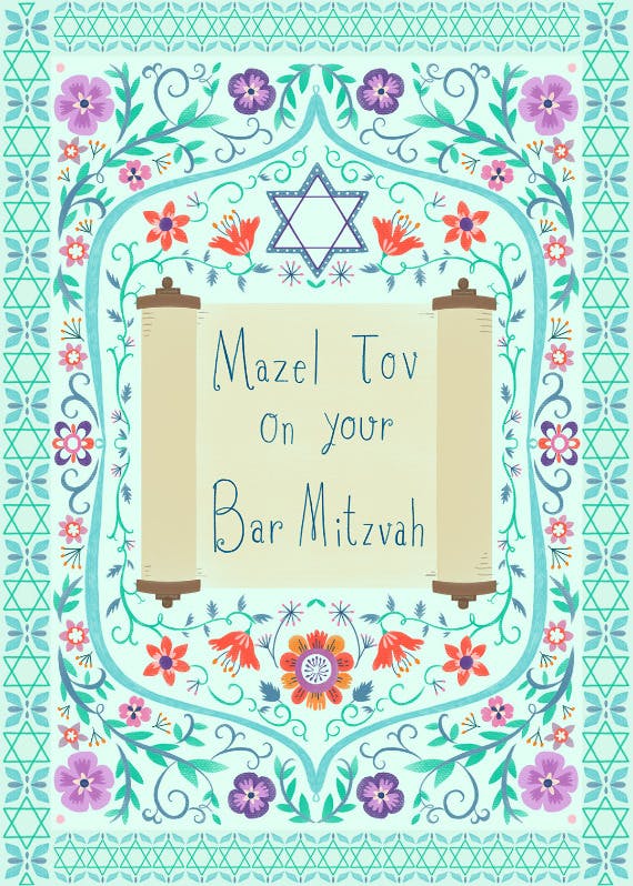 Torah -  tarjeta de bar mitzvah