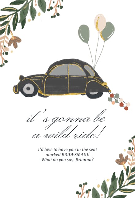 A wild ride - bridesmaid card
