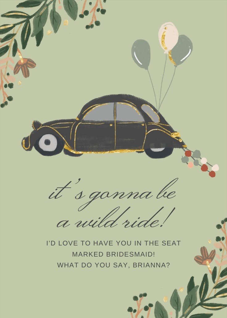 A wild ride - tarjeta dama de honor
