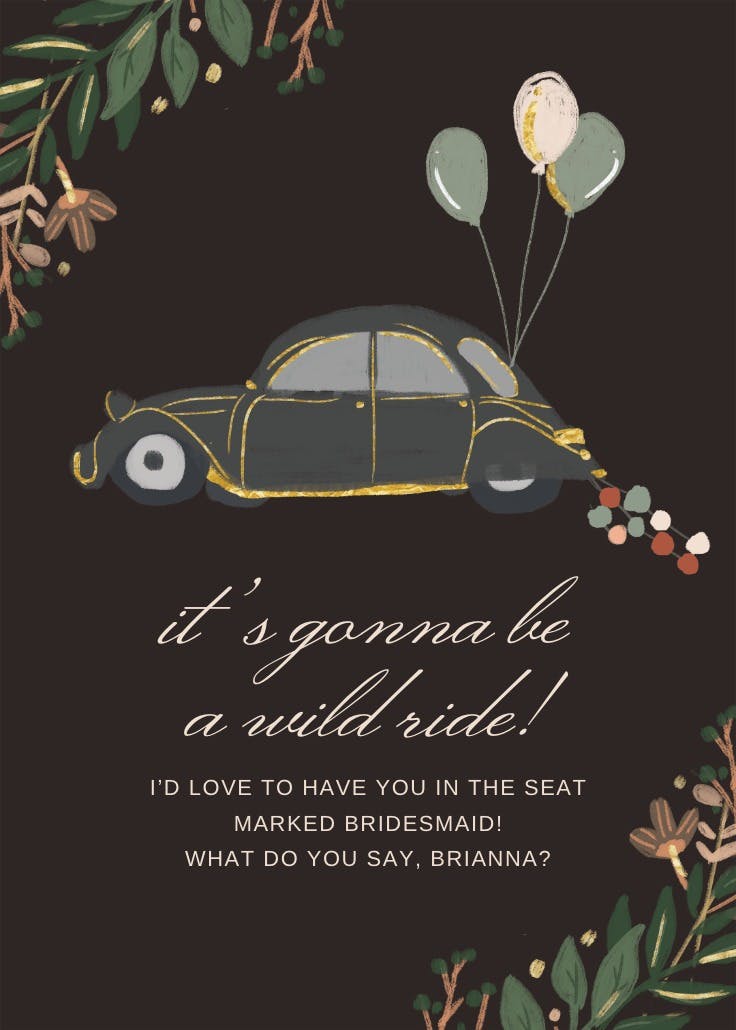 A wild ride - tarjeta dama de honor