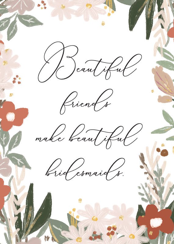 Beautiful bridesmaids - bridesmaid card