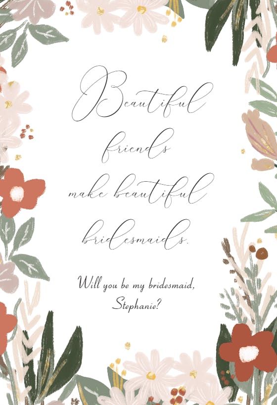 Simply beautiful bridesmaids - bridesmaid card