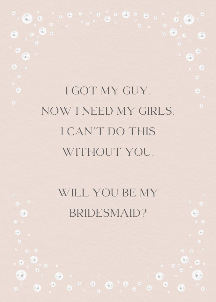 Classic pearls - bridesmaid card