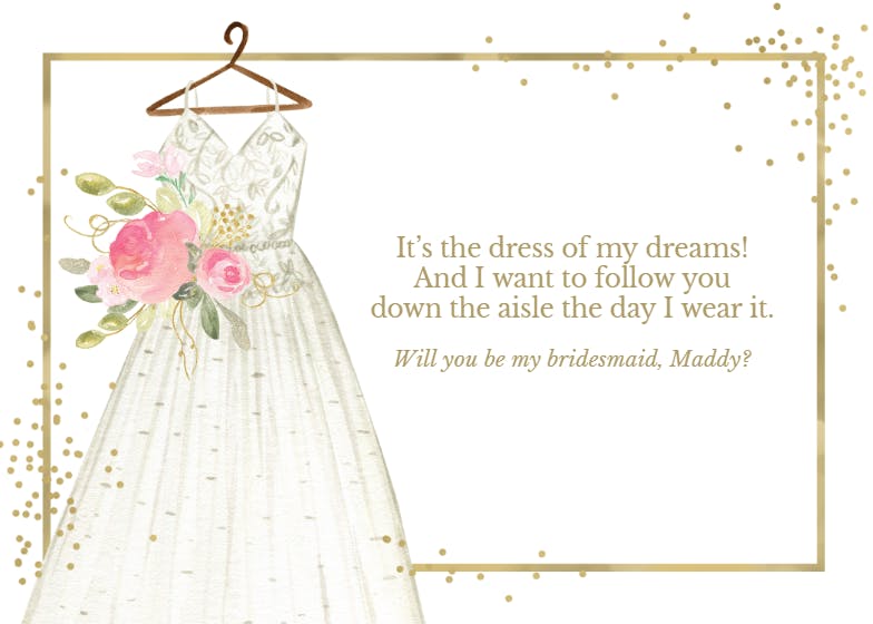 Dream dress - bridesmaid card