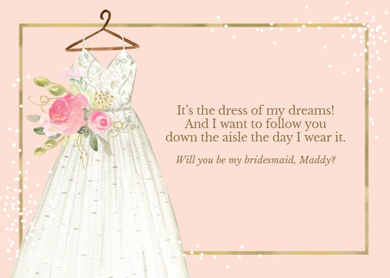 Dream dress - tarjeta dama de honor