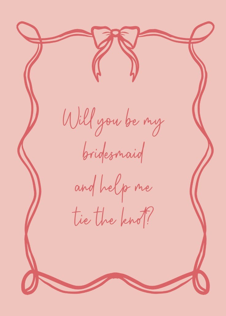 Elegantly tied - bridesmaid card