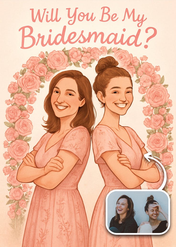 Floral blush arch - bridesmaid card