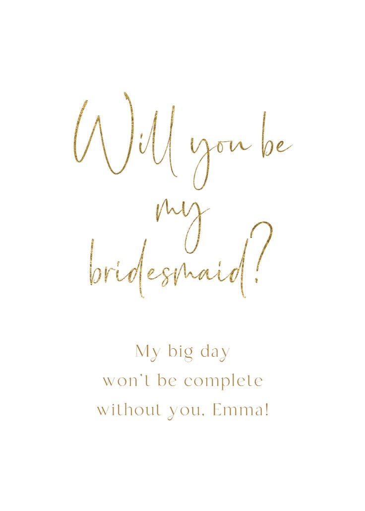 Golden moment - bridesmaid card