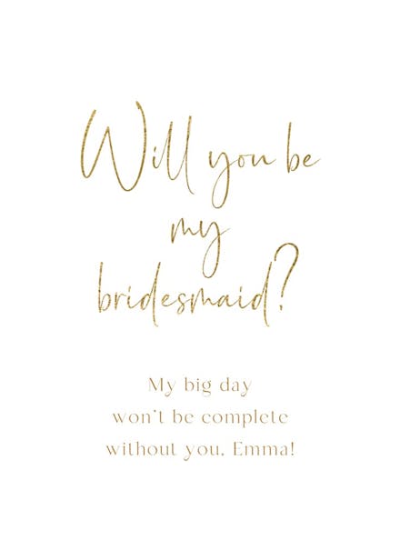 Golden moment - bridesmaid card