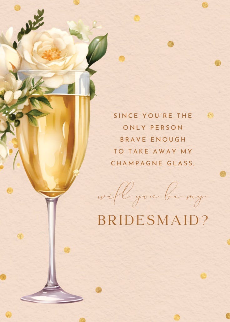 Golden sips - bridesmaid card