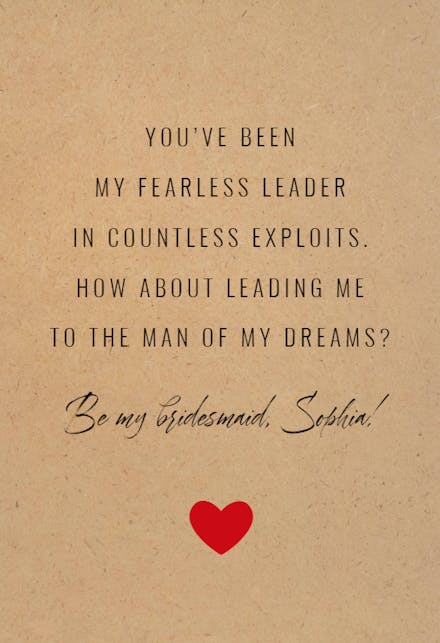 Krafted Question - Tarjeta Dama de honor