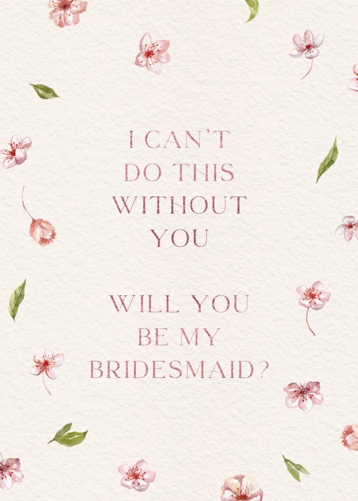 Petal proposal - bridesmaid card