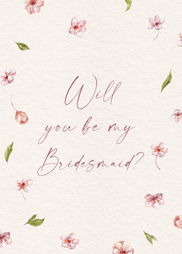 Petals & promises - bridesmaid card