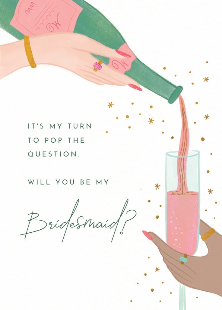 Popping the question - bridesmaid card