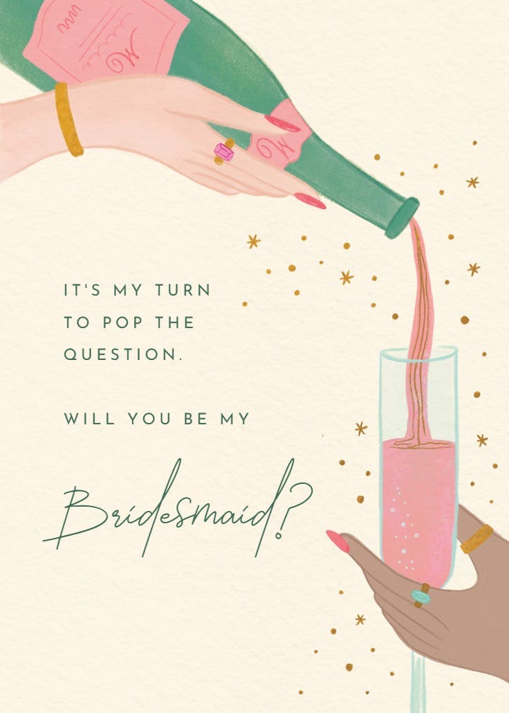 Popping the question - bridesmaid card