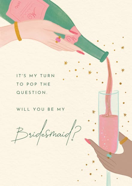 Popping the question - bridesmaid card