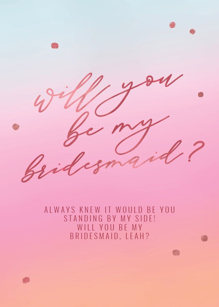 Purple light - bridesmaid card