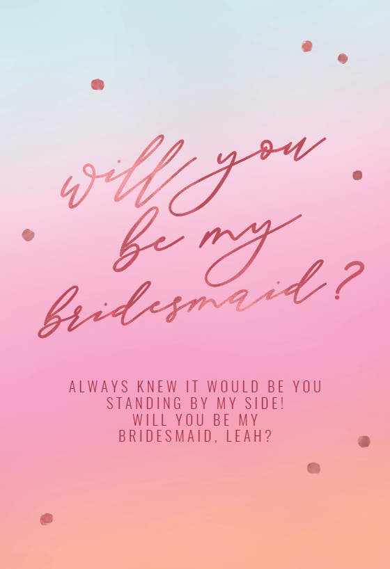 Purple light - bridesmaid card