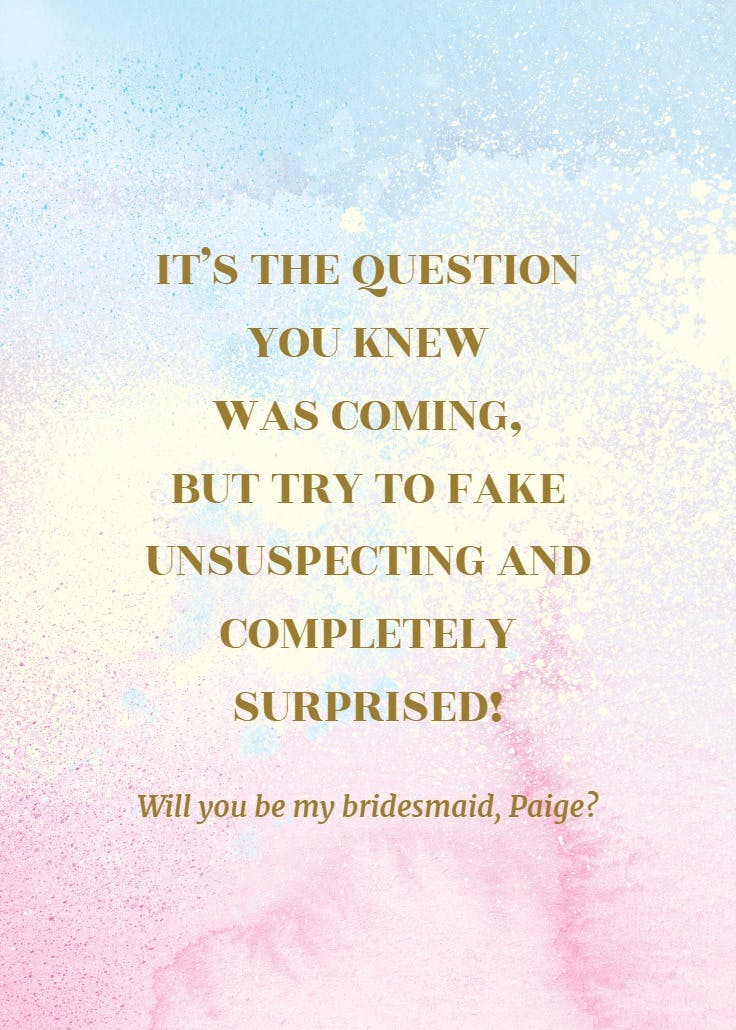 Question mark - bridesmaid card