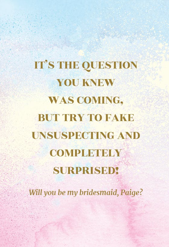 Question mark - bridesmaid card