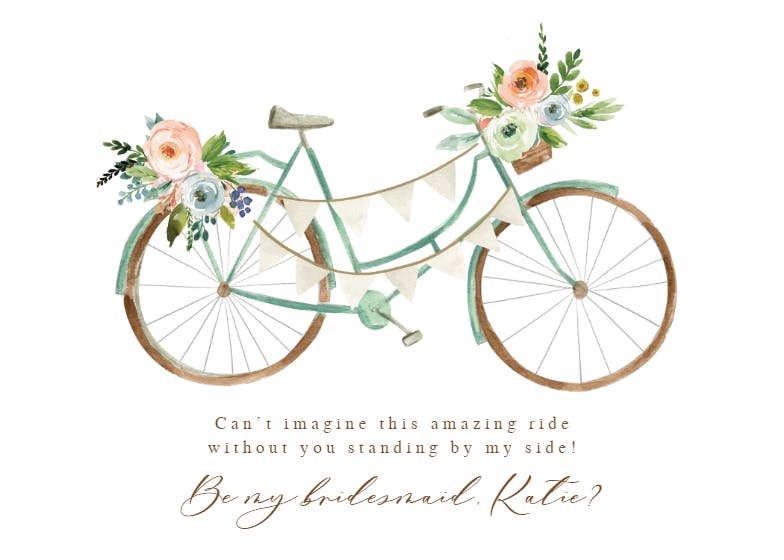 Romantic ride -  tarjeta dama de honor