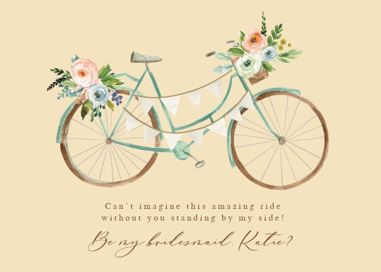 Romantic ride - bridesmaid card