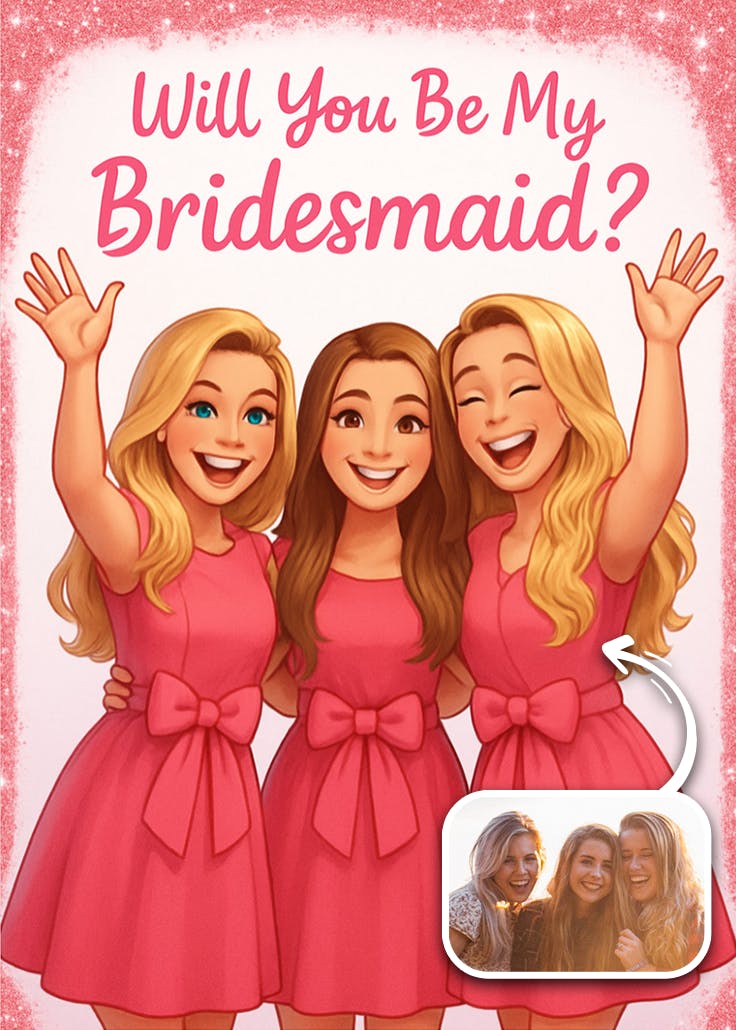 Sparkling pink drip - bridesmaid card