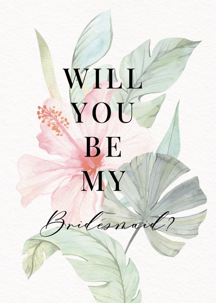 Tropical garden - bridesmaid card