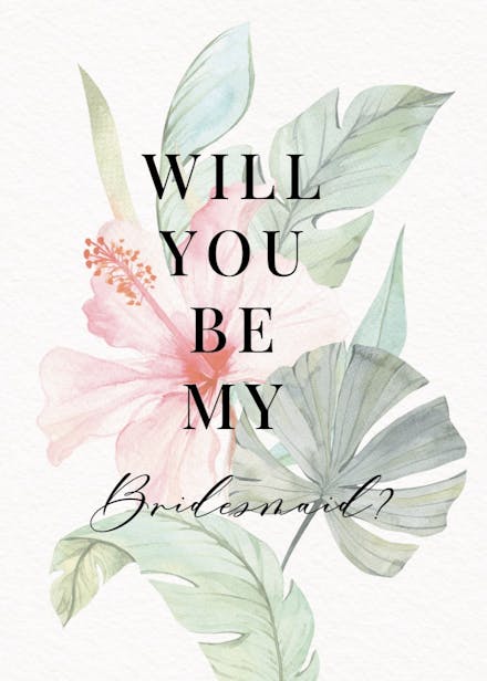 Tropical garden - bridesmaid card