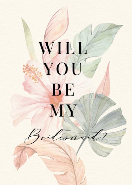 Tropical garden - bridesmaid card