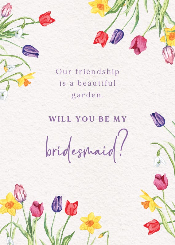 Tulip garden - bridesmaid card