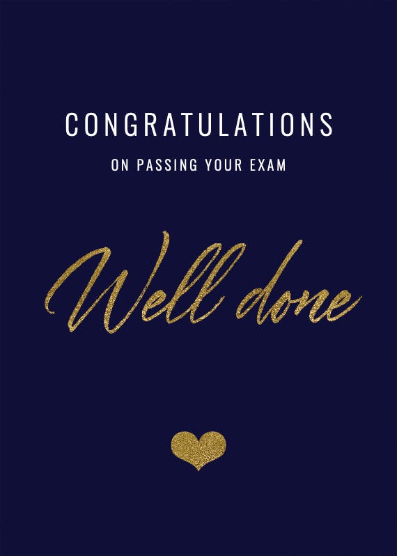 Congratulations - good luck with exam card