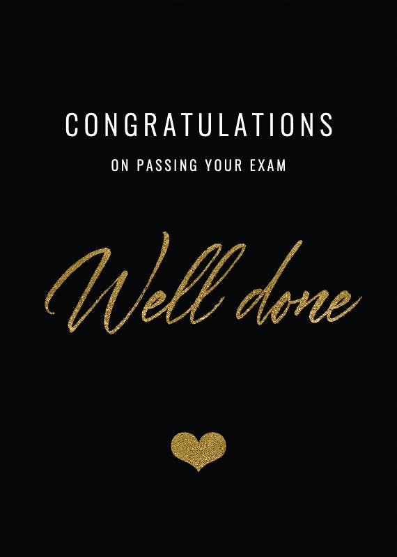 Congratulations - tarjeta de buena suerte con el examen