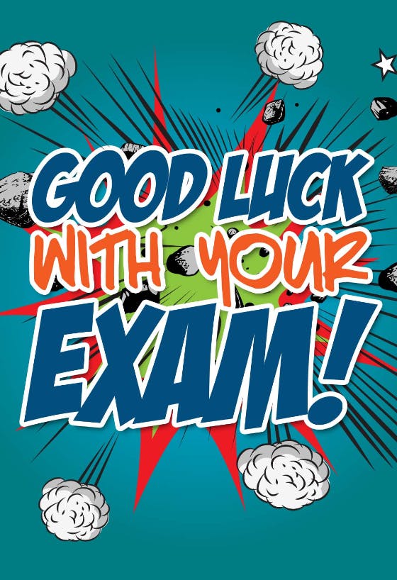 Good luck with your exam -  tarjeta de buena suerte con el examen