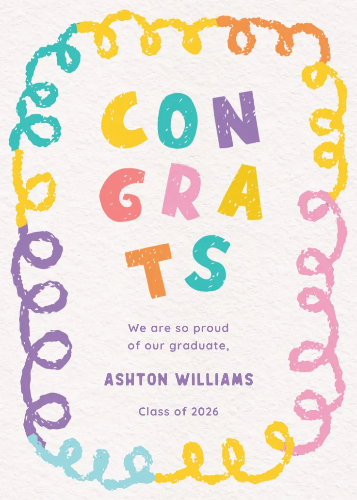 Crayon doodle - graduation card